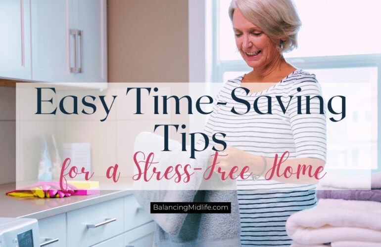 Busy woman using time-saving tips to manage chores at home