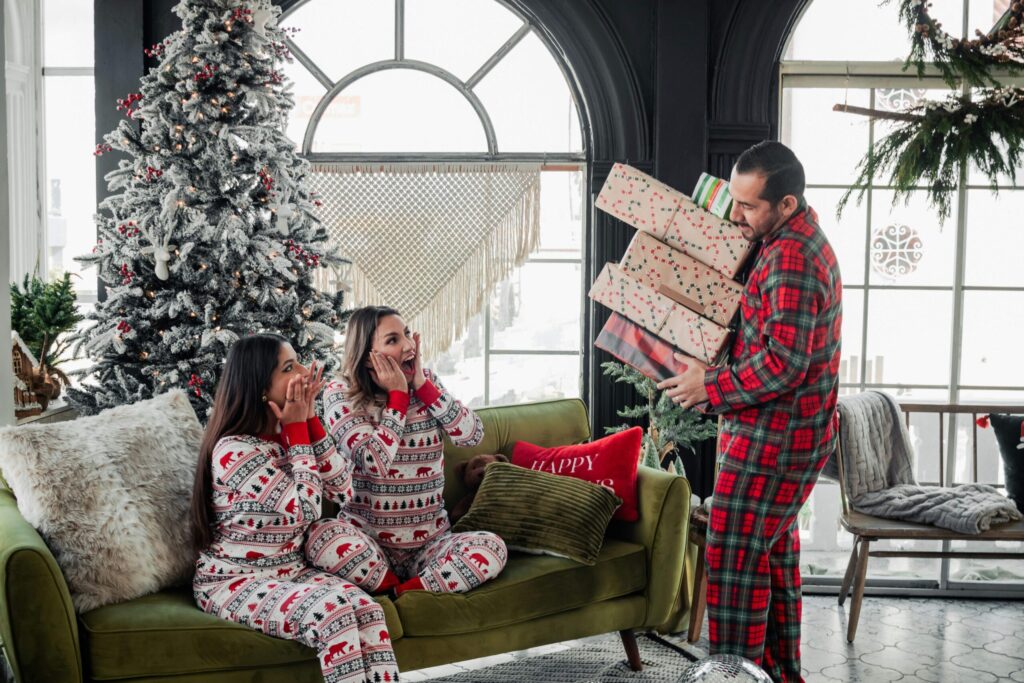 women in cozy christmas pajamas