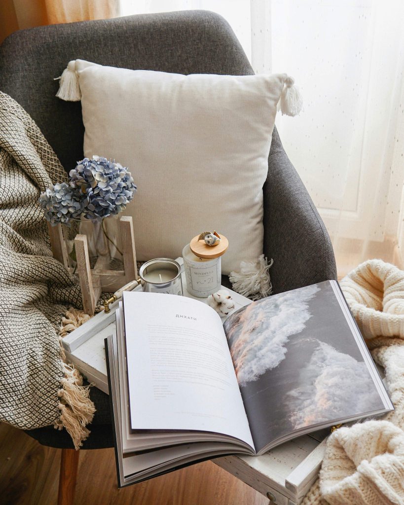 cozy set up for journaling and reflecting on personal growth goals