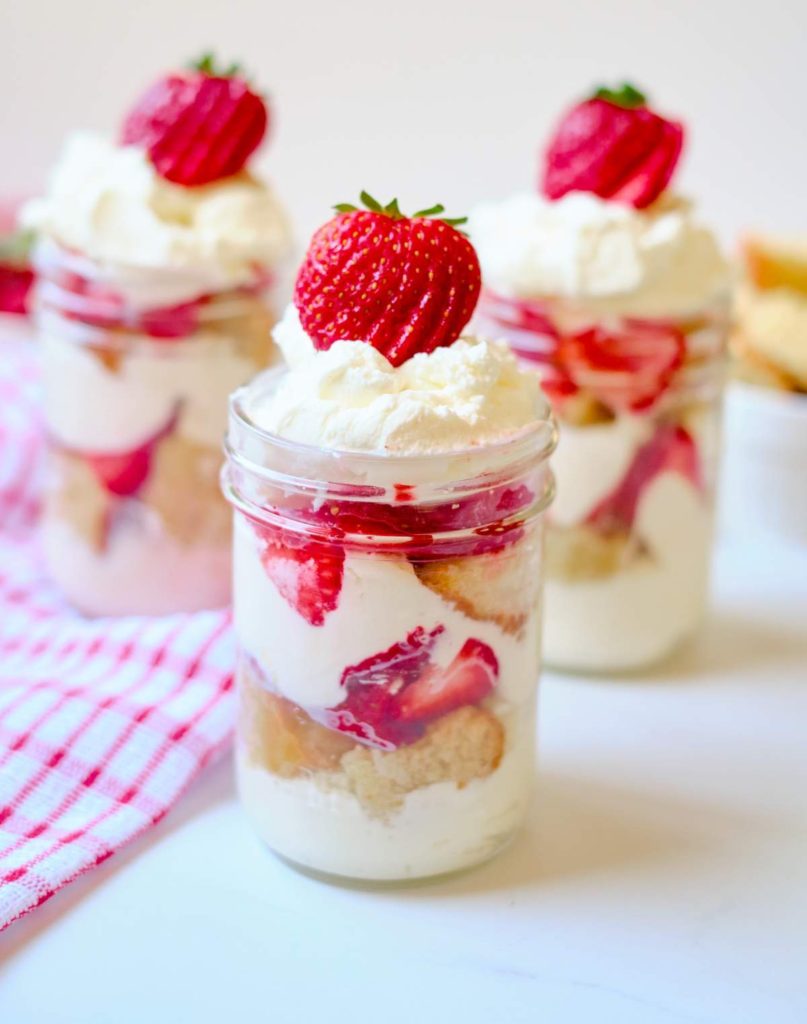 Strawberry shortcake in a jar