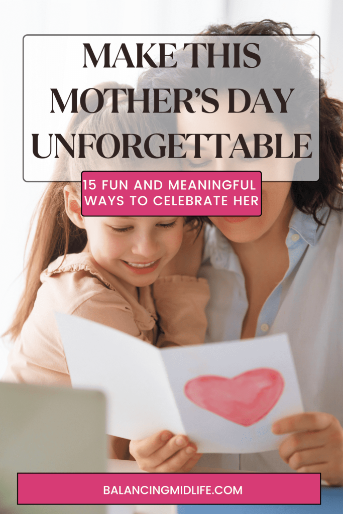 mother and daughter looking at a greeting card celebrating mother's day