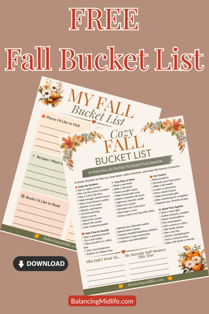 free fall bucket list printable