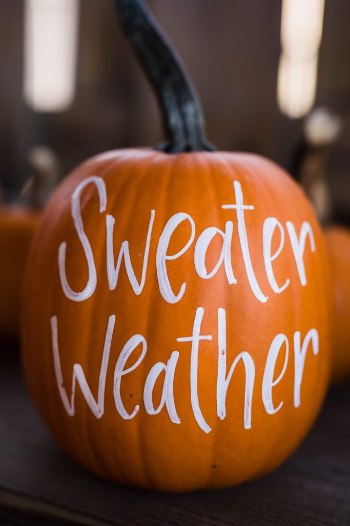 Painting pumpkins is a great way to keep decorating on a budget fun.