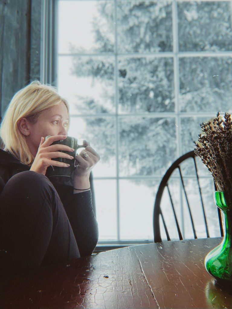 midlife woman practicing calm reflection to support anxiety and depression relief through affirmations
