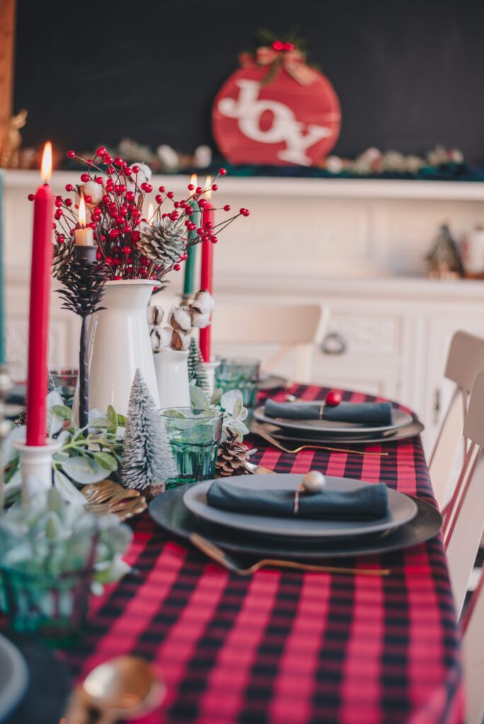 Festive Christmas dinner table