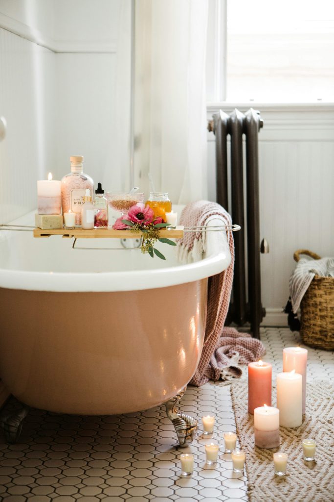 Summer self-care bucket list ideas for midlife women including relaxing bath and slow evening routine