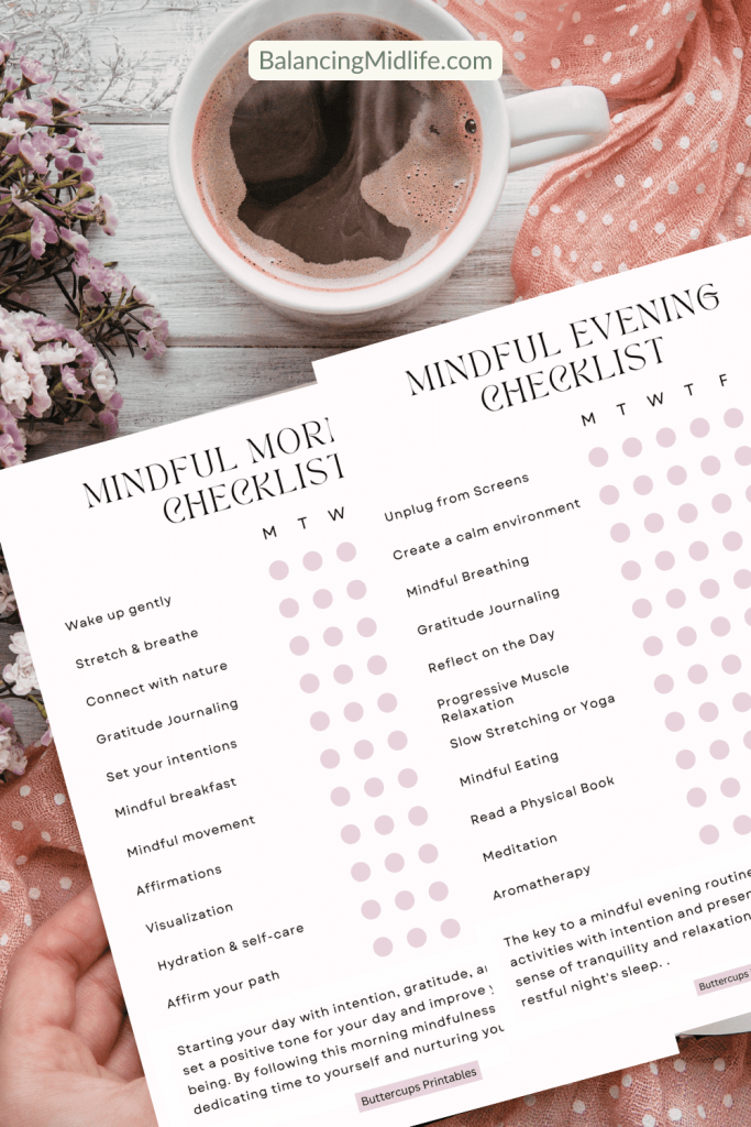 mindful morning and evening routine checklist