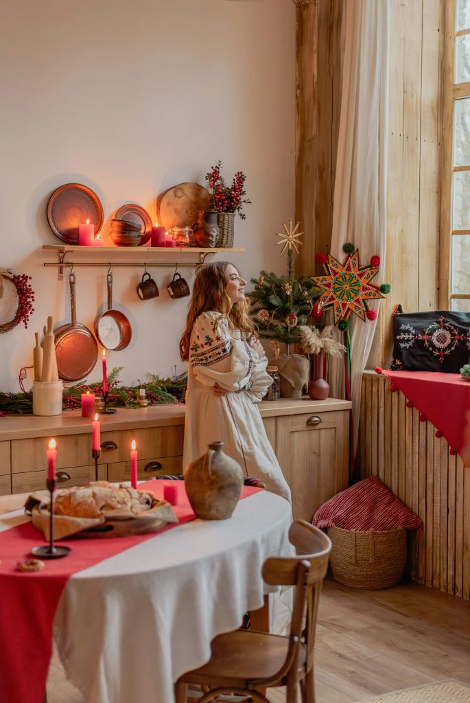 Woman taking a quiet break from holiday preparations