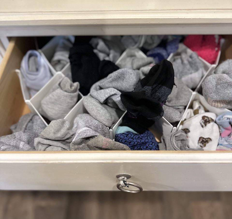 socks in a drawer unorganized