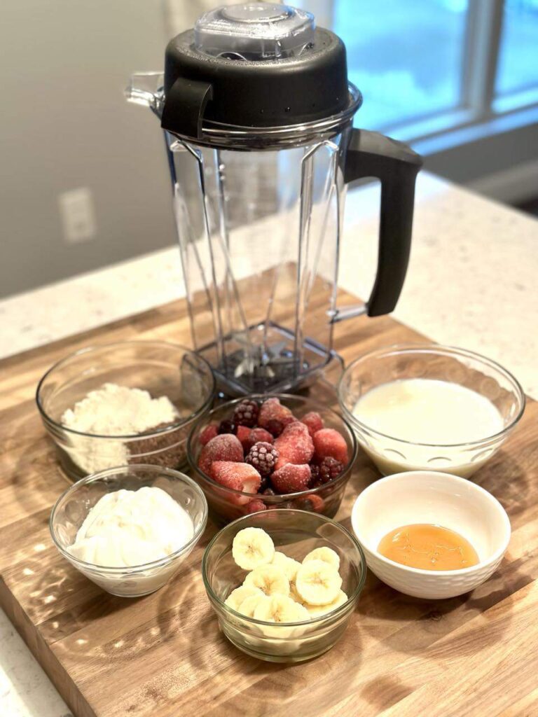 Ingredients for how to make a protein smoothie