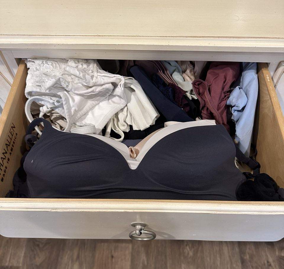 unorganized underwear drawer