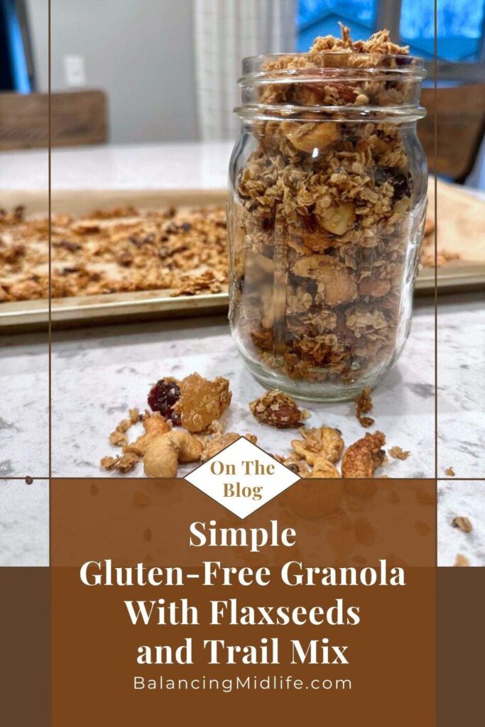 granola in a jar and on a pan