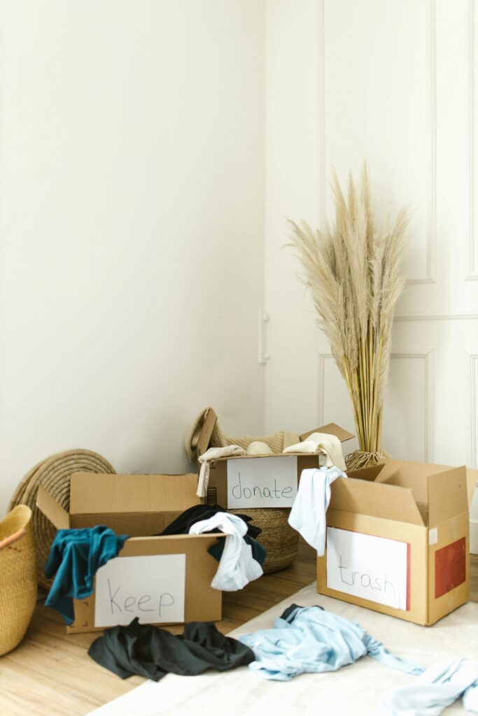 how to declutter your house in one day using 3 box method