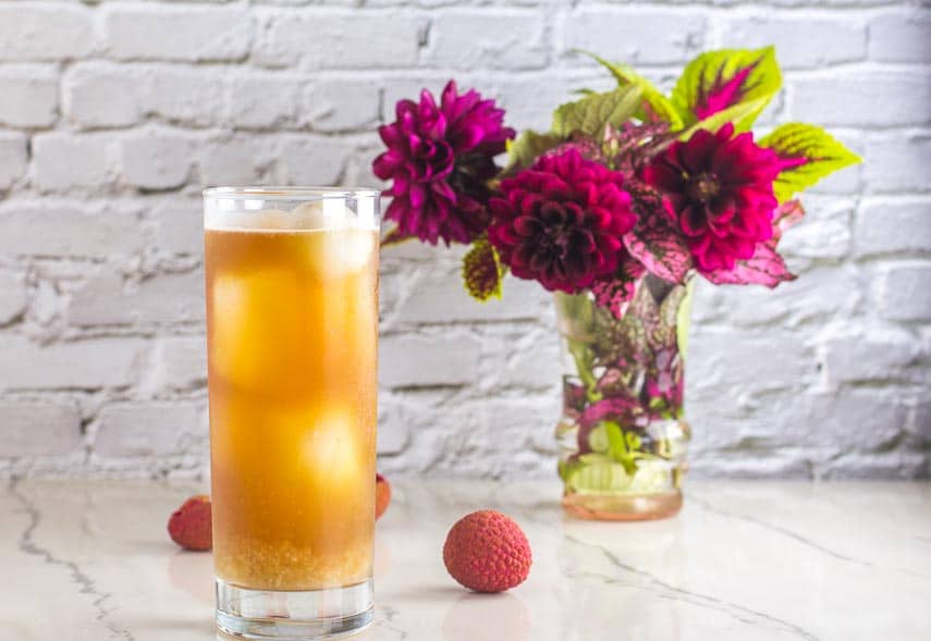 Iced black tea with lychee