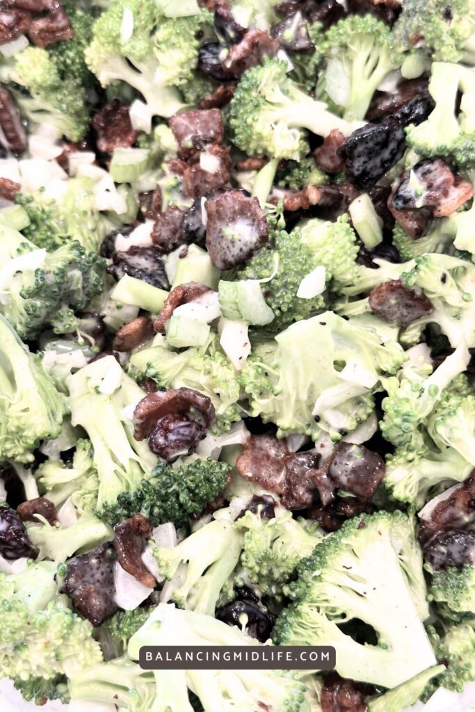 easy broccoli cranberry salad recipe with bacon and creamy dressing