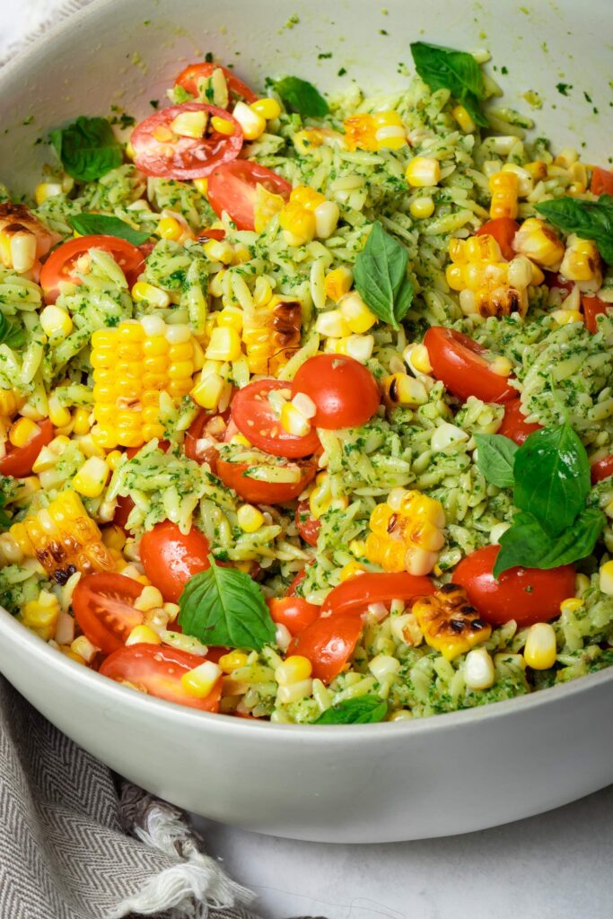 orzo pesto salad- easy summer salads 