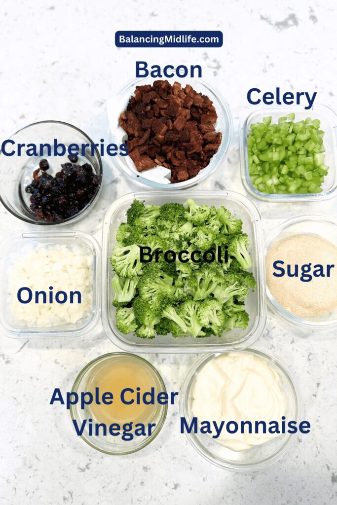 ingredients to make broccoli cranberry salad