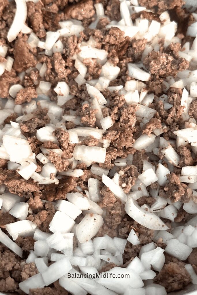 browned ground beef, onions and garlic