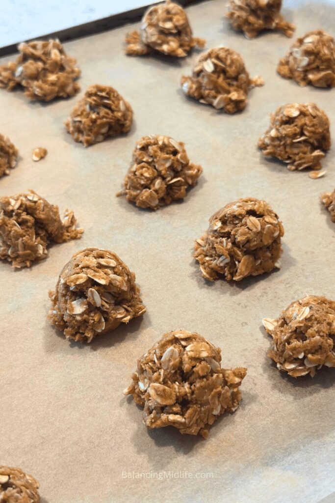 gingerbread energy balls on a baking sheet