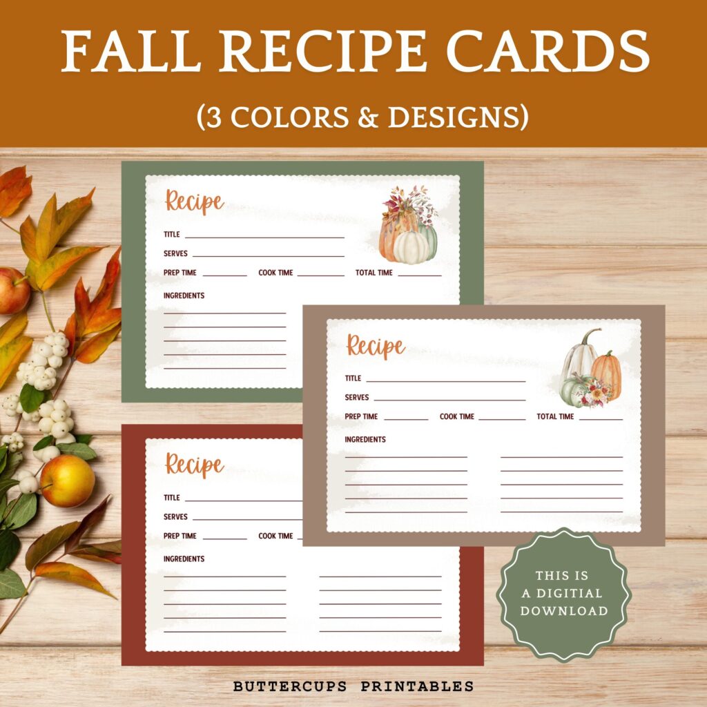 Fall recipe cards