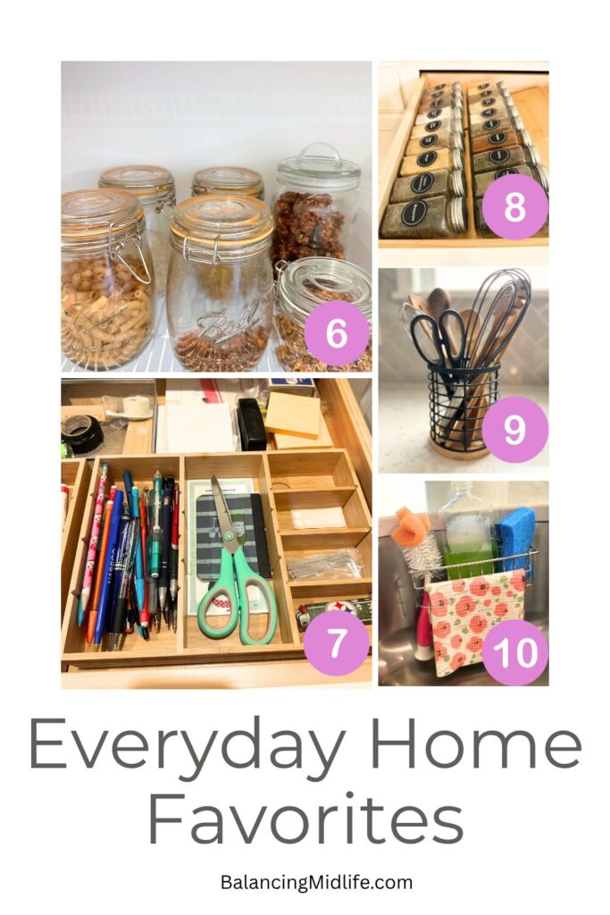Visual summary of home essentials for midlife women