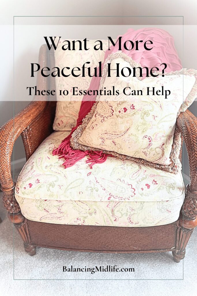 Minimal cozy space highlighting helpful home essentials for midlife women