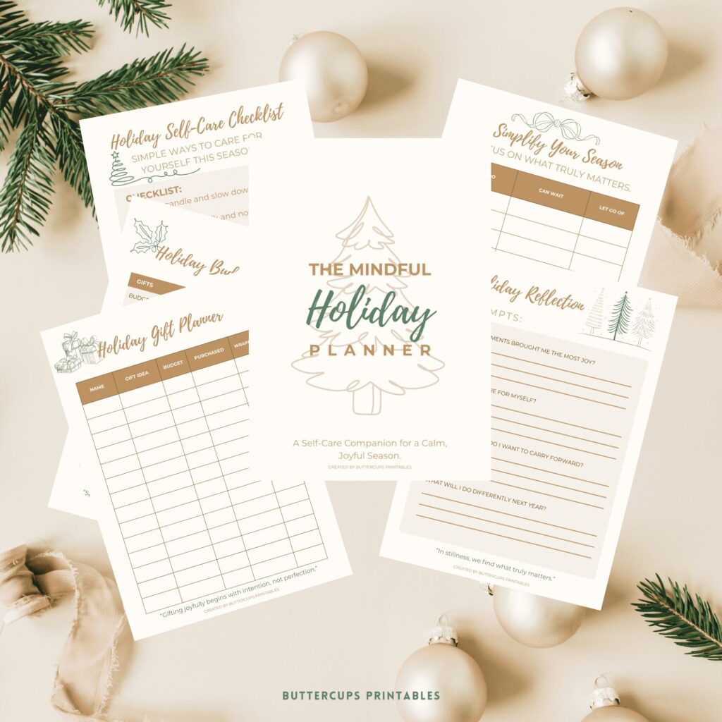 printable mindful holiday planner bundle
